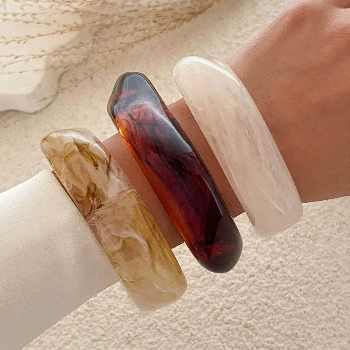 Sculptural Resin Wide Cuff Bangle