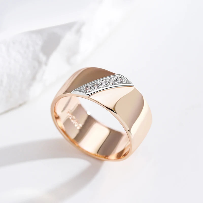 Wide Two-Tone Zircon Ring