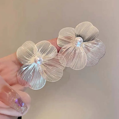 Sculptural Metal Petal Stud Earrings