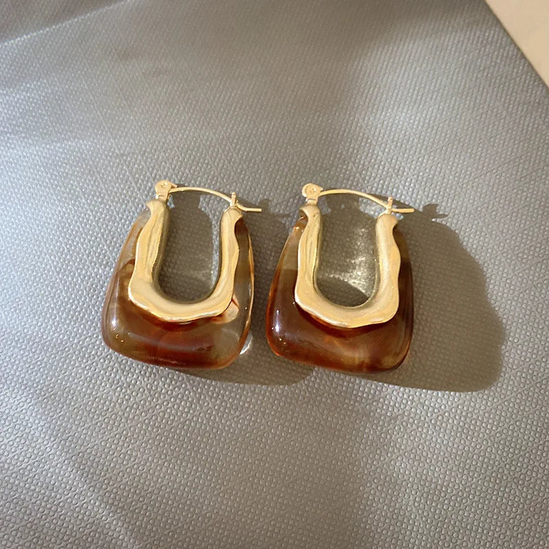 Sculpted Enamel U-Hoop Earrings