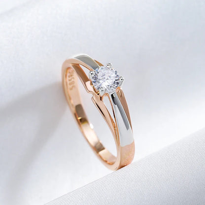 Slim Two-Tone Bridal Ring