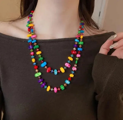 Mosaic Stone Layered Necklace