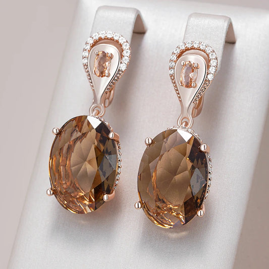Cocoa Oval Zircon Earrings