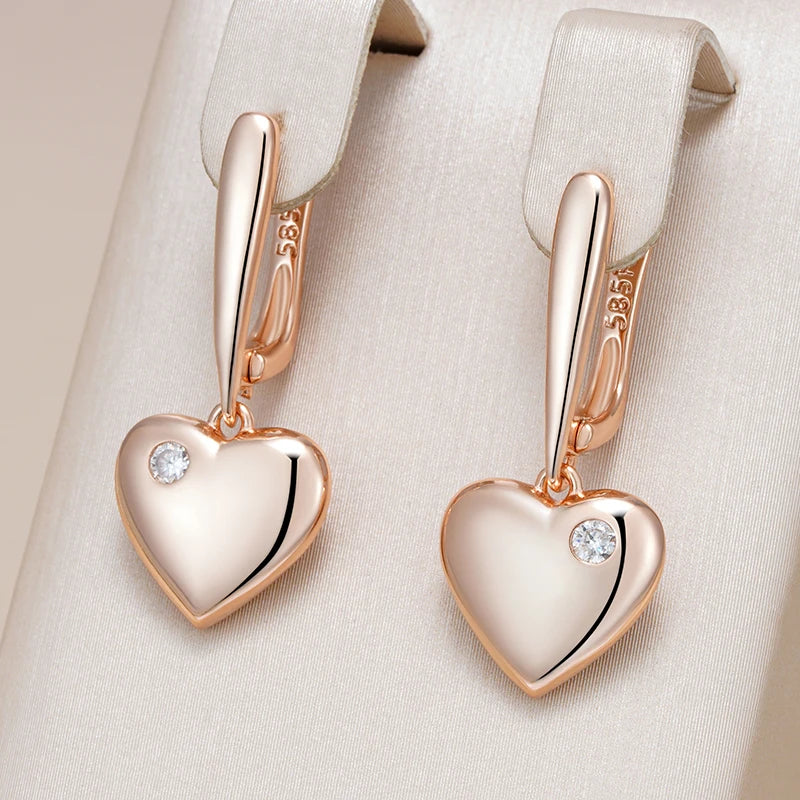 Rose-Gold Heart Drop Earrings