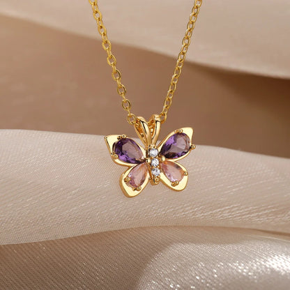Coastal Turtle & Butterfly Charm Necklace