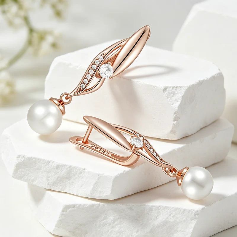 Geometric Pearl Drop Earrings