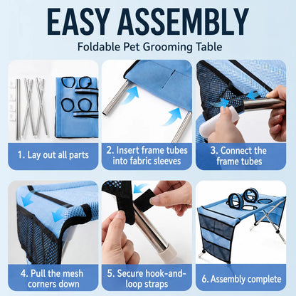 Foldable Pet Grooming Stand with Hammock