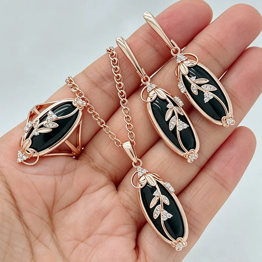 Noir Oval Bridal Jewelry Set