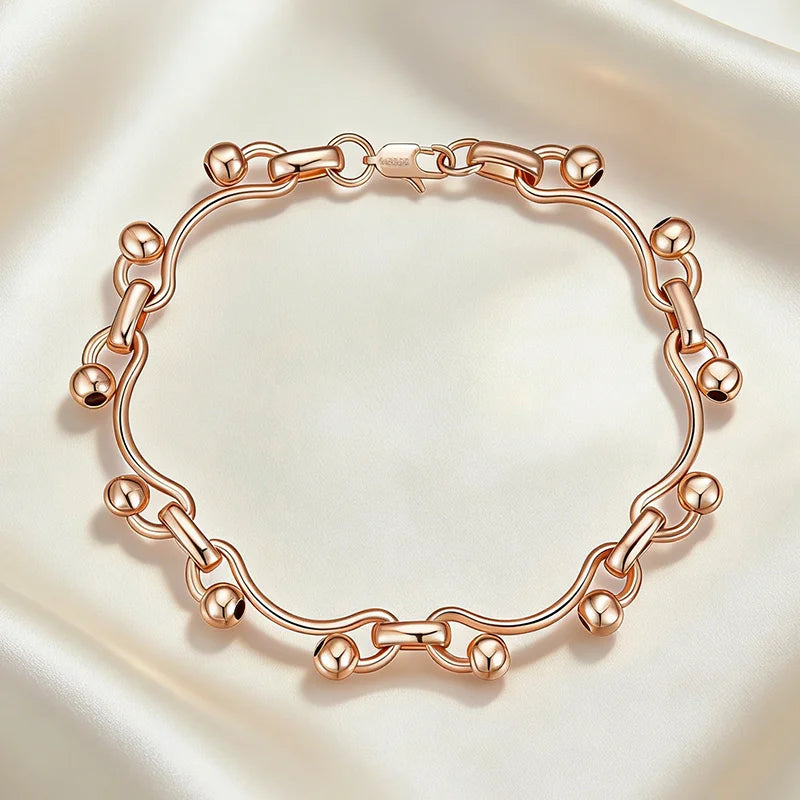Rose gold dangle bracelet product presentation
