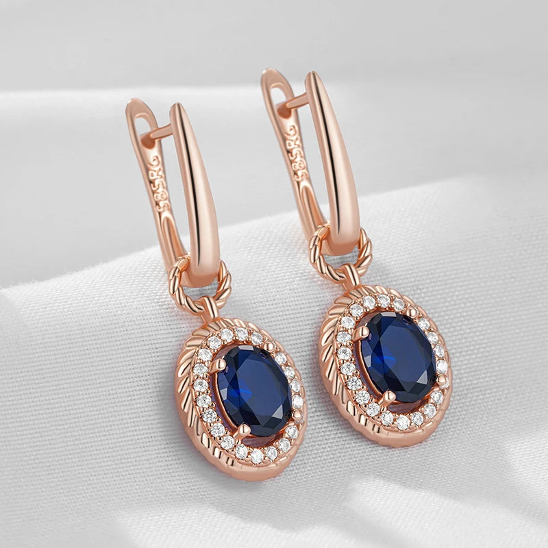 Sapphire Glow Zircon Drop Earrings