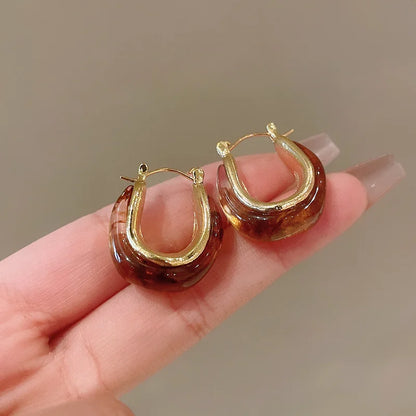 Sculpted Enamel U-Hoop Earrings