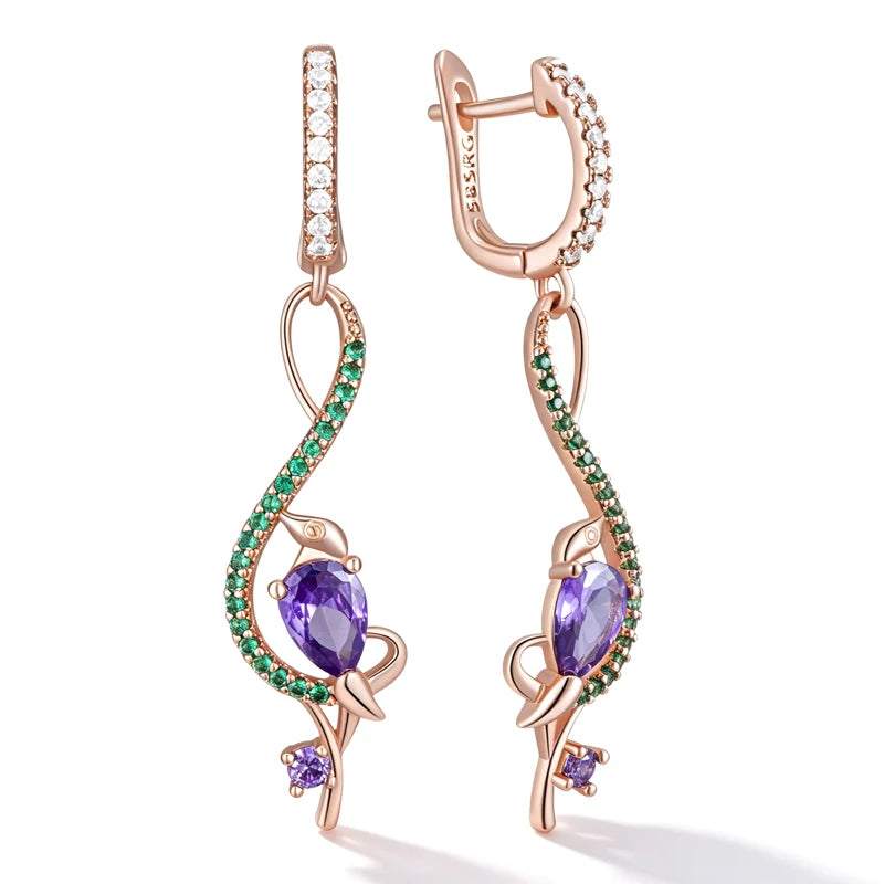 Amethyst Birdie Dangle Earrings