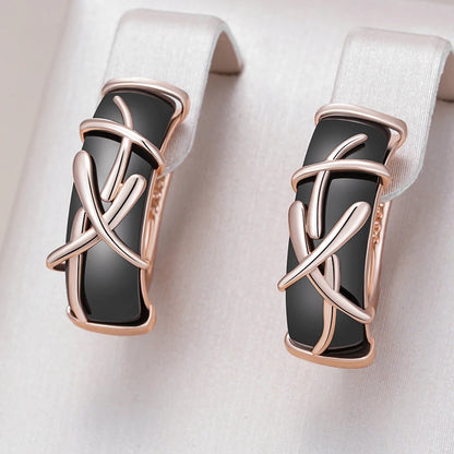 Black Ceramic Branch Drop Earrings