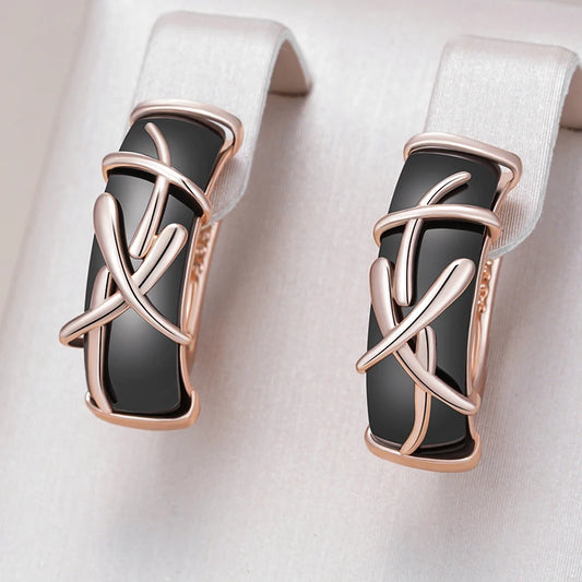 Black Ceramic Branch Drop Earrings