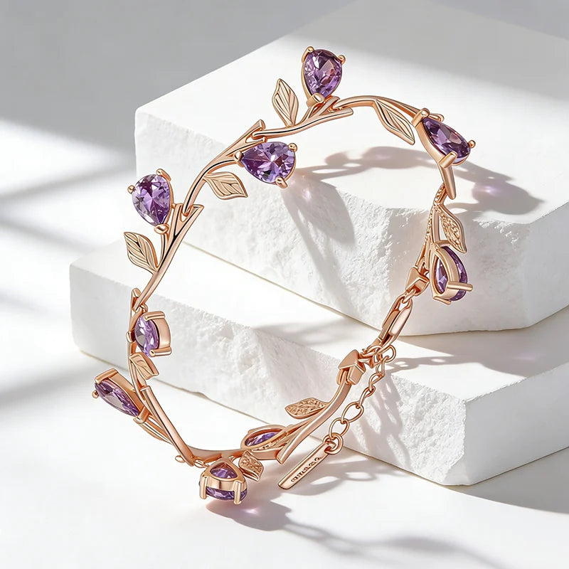 Rose Gold Purple Petal Bracelet