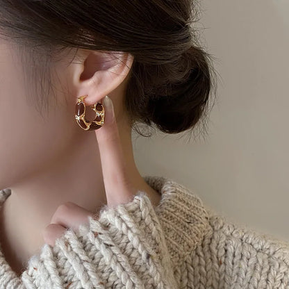 Sculpted Enamel U-Hoop Earrings