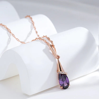 Amethyst Water-Drop Necklace