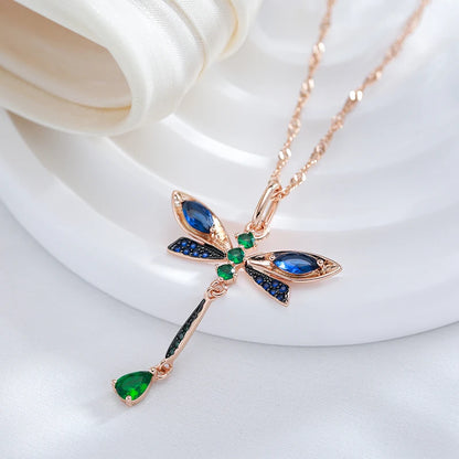 Sapphire Dragonfly Pendant Necklace