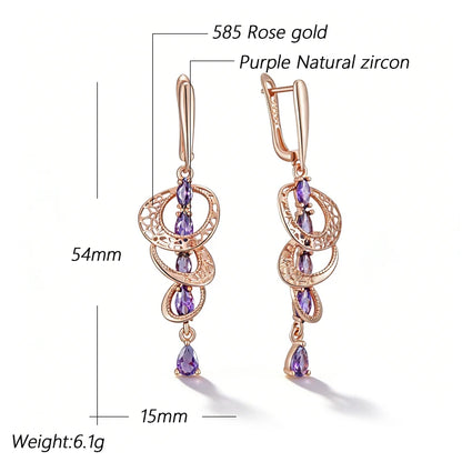 Amethyst Zircon Drop Earrings
