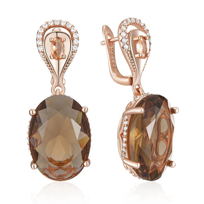 Cocoa Oval Zircon Earrings