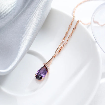 Amethyst Water-Drop Necklace