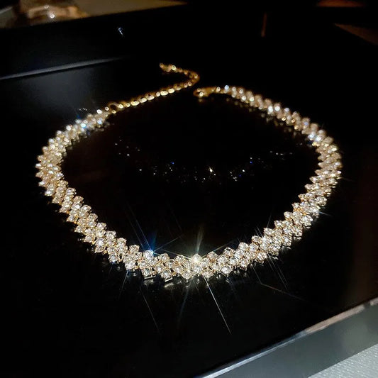 Blue and red Crystal Riviera choker options