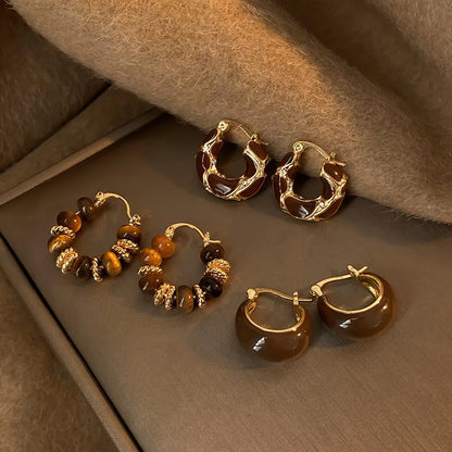 Sculpted Enamel U-Hoop Earrings