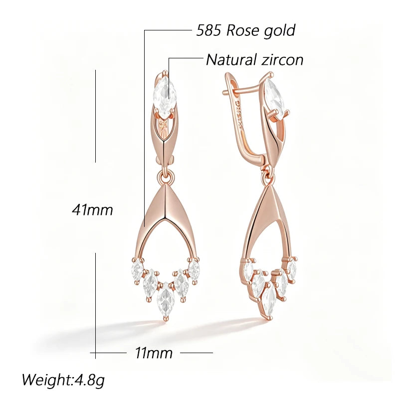 Rose-Gold Rhombus Zircon Drop Earrings