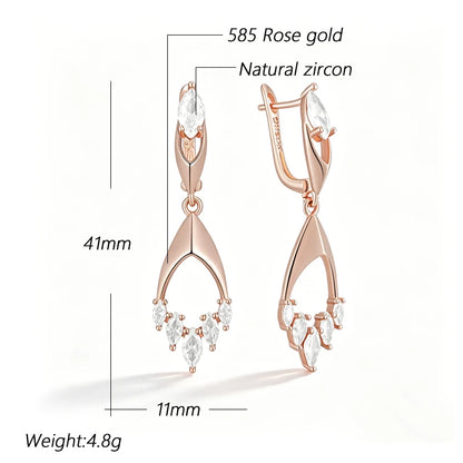 Rose-Gold Rhombus Zircon Drop Earrings