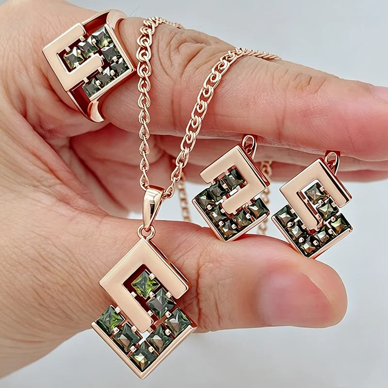 Olive Green Bridal Jewelry Set