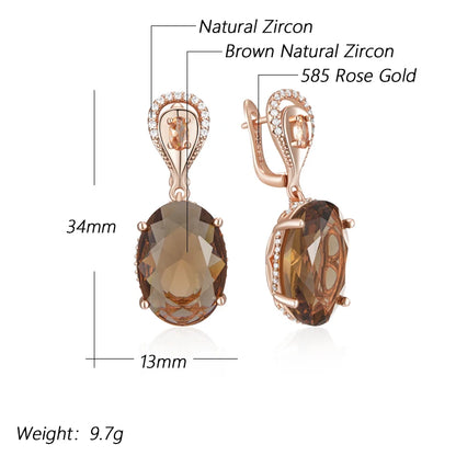 Cocoa Oval Zircon Earrings