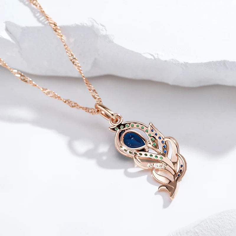 Sapphire Leaf Pendant Necklace