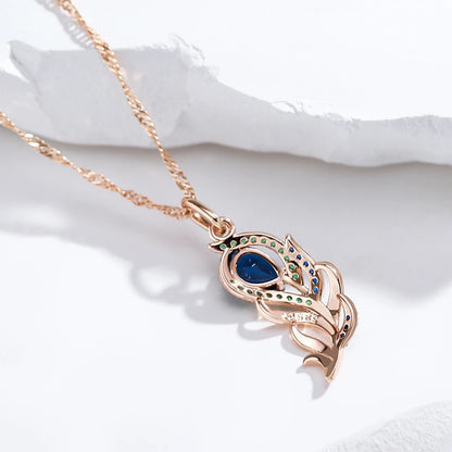 Sapphire Leaf Pendant Necklace