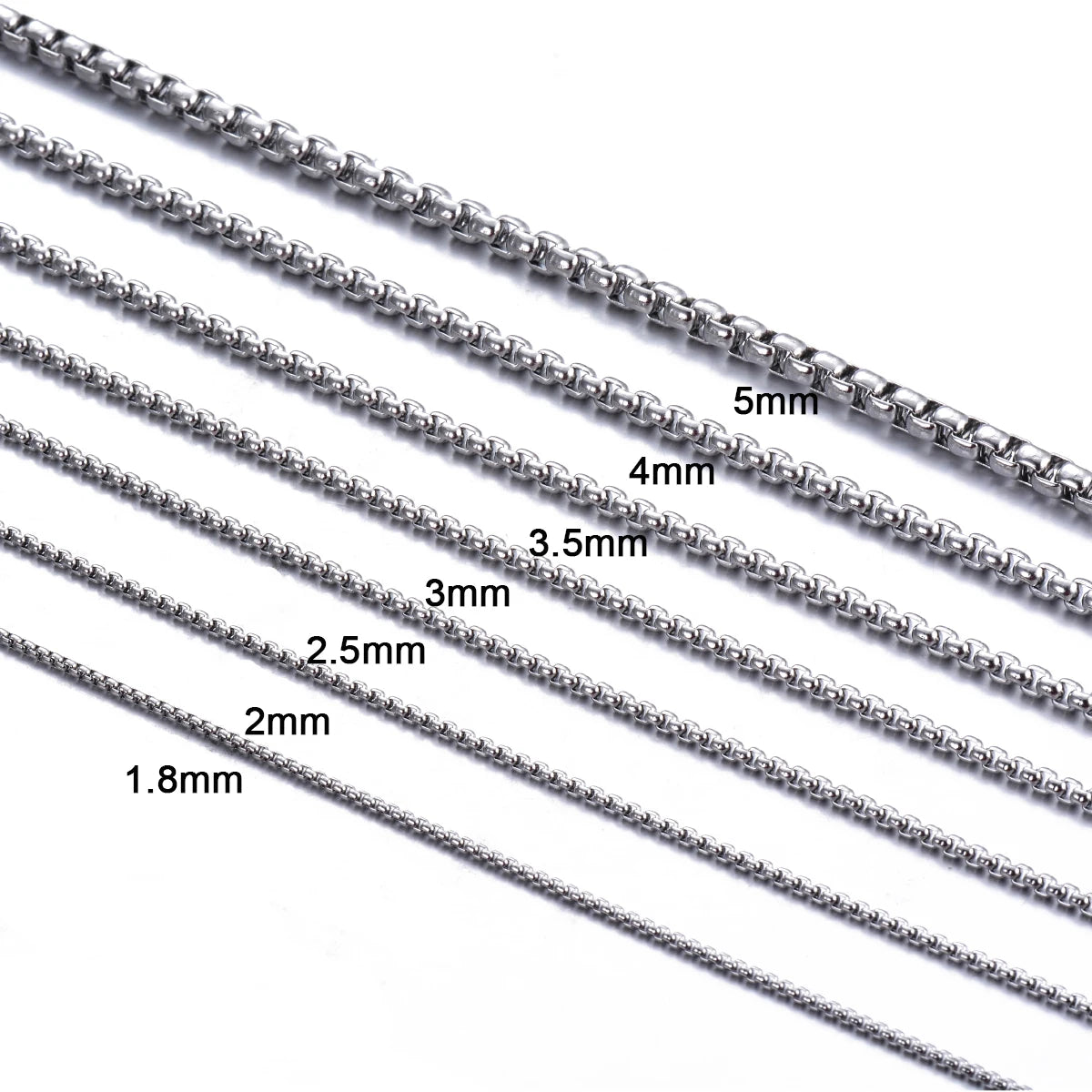 Detailed stainless steel chain links and clasp