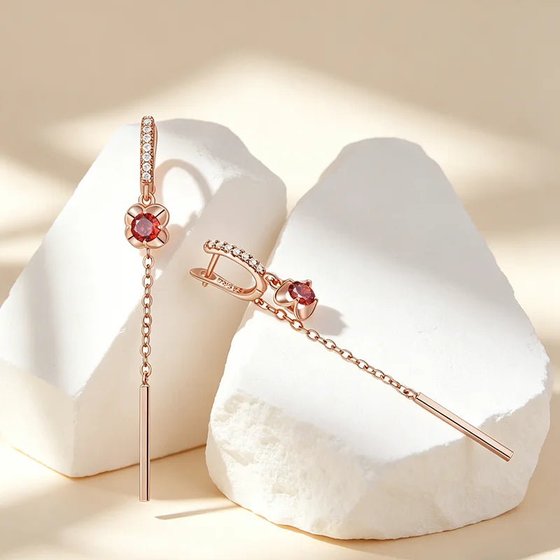Ruby Long Tassel Earrings