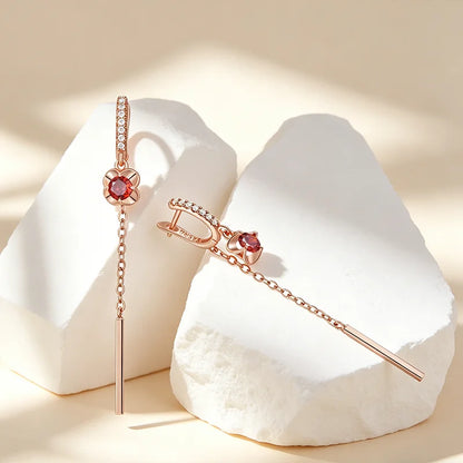 Ruby Long Tassel Earrings