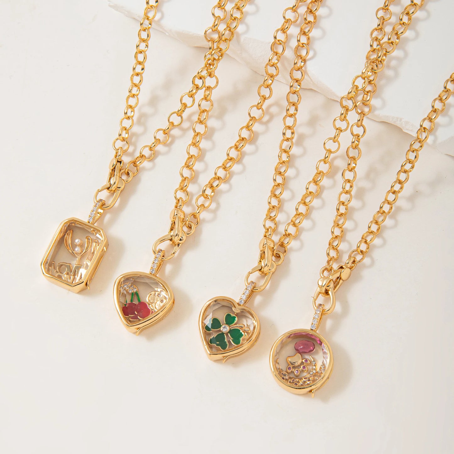 Floating Locket Necklace & Charms