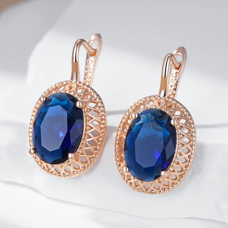 Sapphire Oval Bridal Earrings