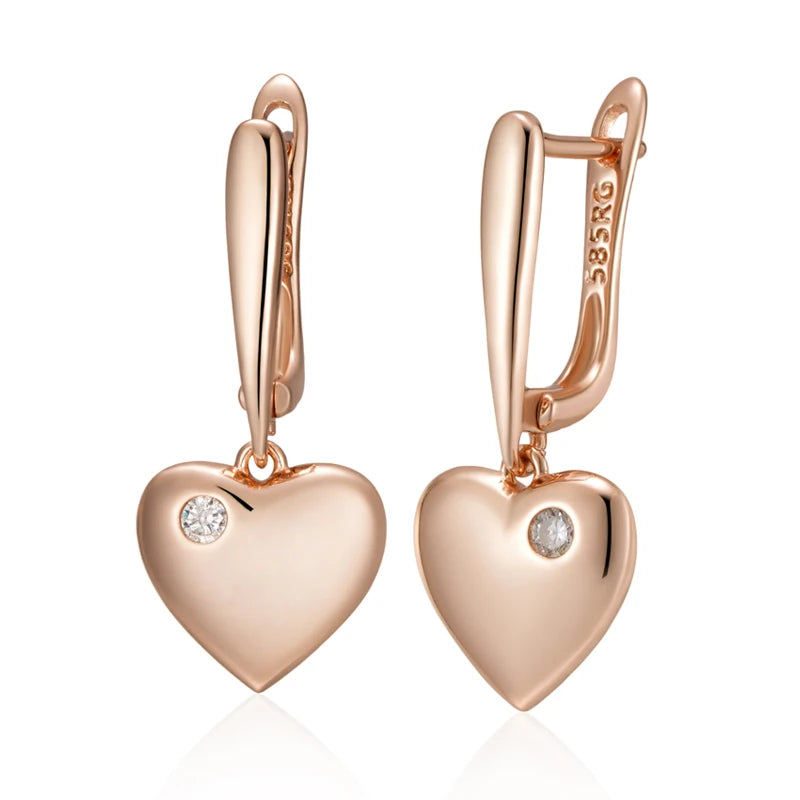 Rose-Gold Heart Drop Earrings