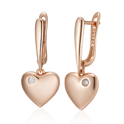 Rose-Gold Heart Drop Earrings