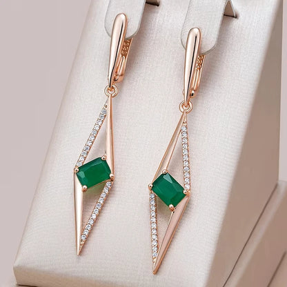 Emerald Square Zircon Drop Earrings