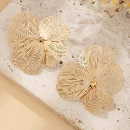 Sculptural Metal Petal Stud Earrings