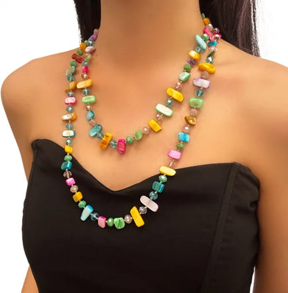 Mosaic Stone Layered Necklace