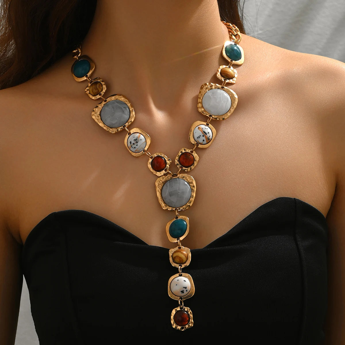 Sculptural Y-Link Pendant Necklace