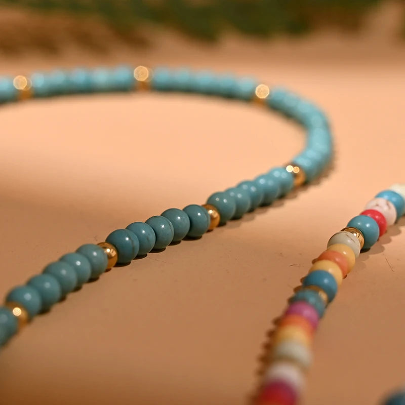 Colourful Stone Charm Choker Necklace