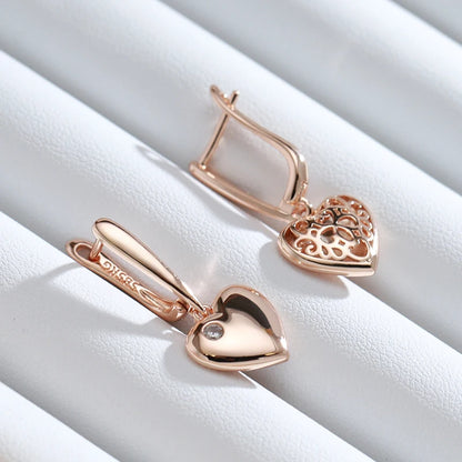 Rose-Gold Heart Drop Earrings