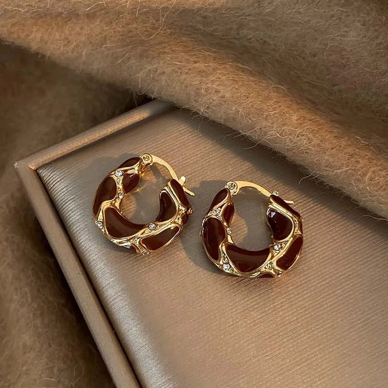 Sculpted Enamel U-Hoop Earrings