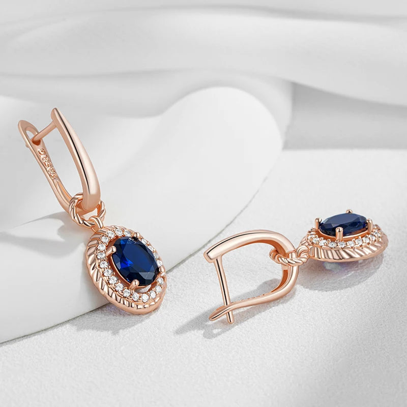 Sapphire Glow Zircon Drop Earrings