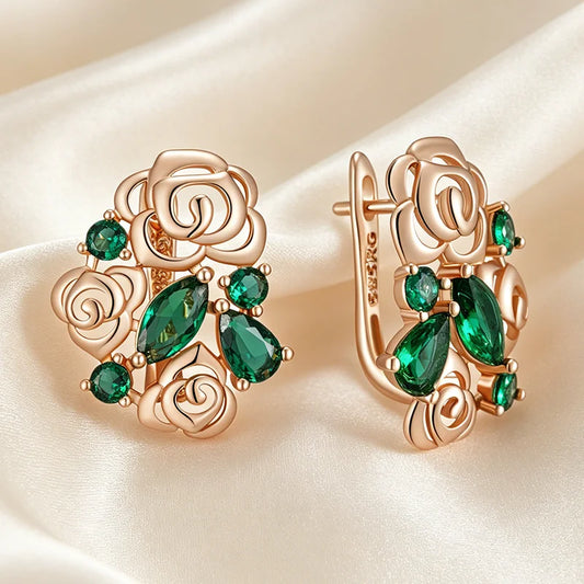 Emerald Flower Drop Earrings