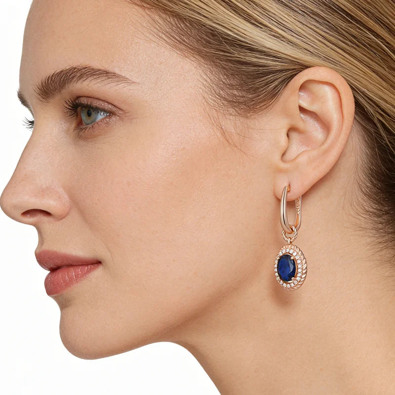Sapphire Glow Zircon Drop Earrings